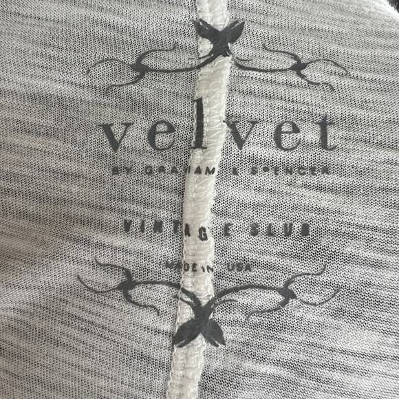 Velvet by Graham & Spencer White Slub Knit Cold Shoulder Shirt Cotton Modal S - Picture 6 of 7